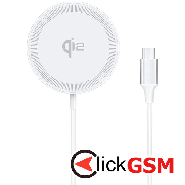 Duzzona - Magnetic Wireless Charger (W18) - Fast Charging Qi2, 15W, for iPhone, Type-C - White