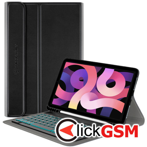 Techsuit - CozyTab Case (with Pencil Holder/RGB Keyboard) - iPad Air 4 (2020)/Air 5 (2022)/Air 11?(2024) - Black