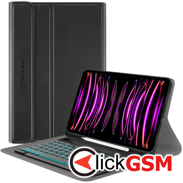 Techsuit - CozyTab Case (with Pencil Holder/RGB Keyboard) - iPad Pro 12.9 (2018/2020/2021/2022) /?Air 13 (2024) - Black