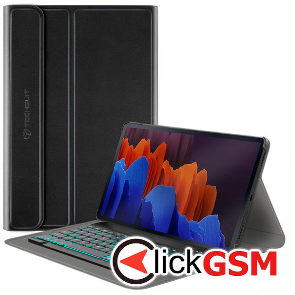 Techsuit - CozyTab Case (with RGB Wireless Magnetic Keyboard) - Samsung Galaxy Tab S7 Plus 12.4 T970/T976?- Black