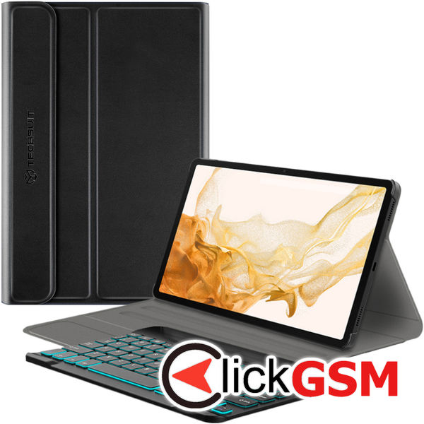 Techsuit - CozyTab Case (with RGB Wireless Magnetic Keyboard) - Samsung Galaxy Tab S8 Plus?- Black