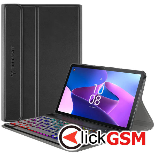 Techsuit - CozyTab Case (with RGB Wireless Magnetic Keyboard) - Lenovo Tab M10 3rd Gen (TB328FU/TB328XU)?- Black