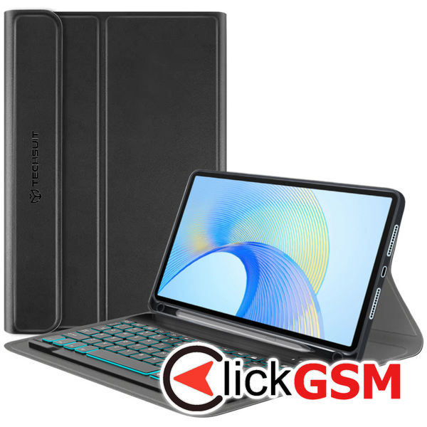 Techsuit - CozyTab Case (with Pencil Holder/RGB Wireless Magnetic Keyboard) - Honor Pad X9 / X8 Pro?- Black