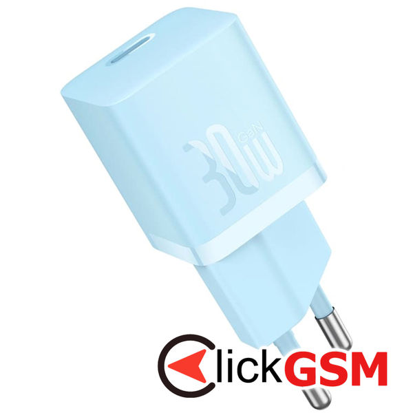 Baseus - Wall Charger (P10110902313-00) - GaN, Type-C, Fast Charging, 30W, with Cable Type-C, 100W, 1m - Galaxy Blue