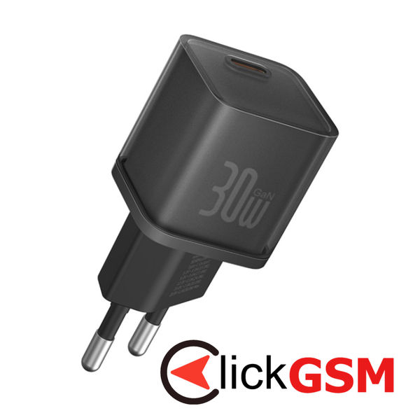 Baseus - Wall Charger Gallium Nitride (P10162504113-00) - GaN5S, Type-C, Fast Charge, 30W - Black