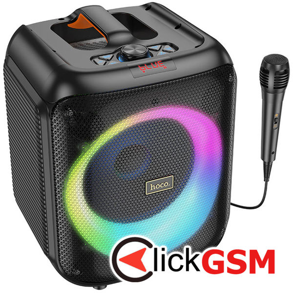 Hoco - Wireless Speaker Graceful (HA1) - Bluetooth V5.1, TF Card, USB, AUX, TWS, RGB Lights, 3600mAh, with Microphone - Black