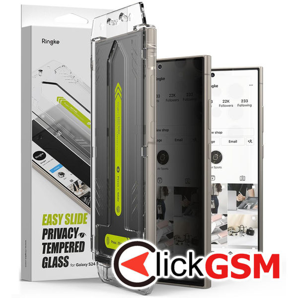 Ringke - Easy Slide Tempered Glass (2 pack) - Samsung Galaxy S24 Ultra - Privacy