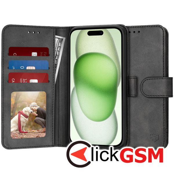 Techsuit - Diary Book - iPhone 15 Plus - Black