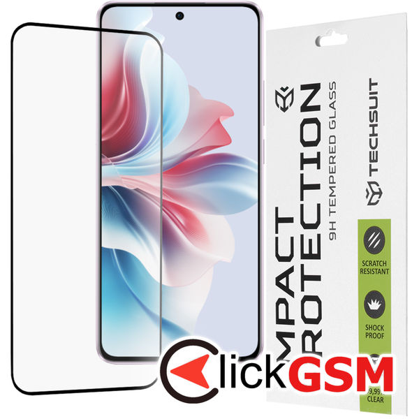 Techsuit - 111D Full Cover / Full Glue Glass - Oppo Reno11 F - Black