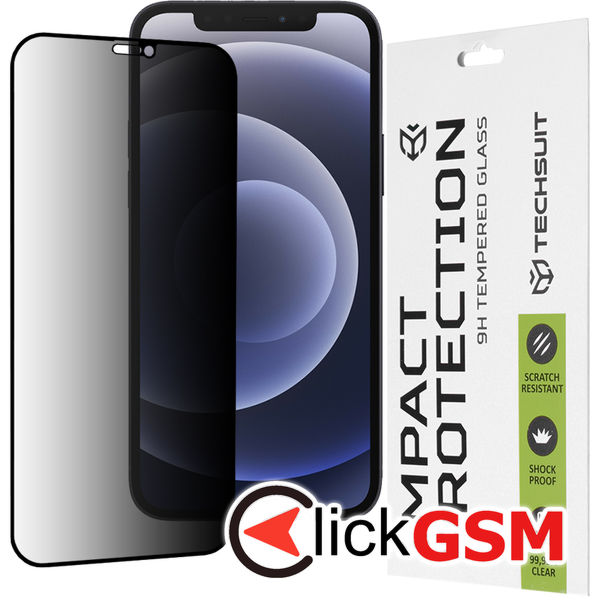 Techsuit - 111D Privacy Full?Glue - iPhone 12 / 12 Pro - Black