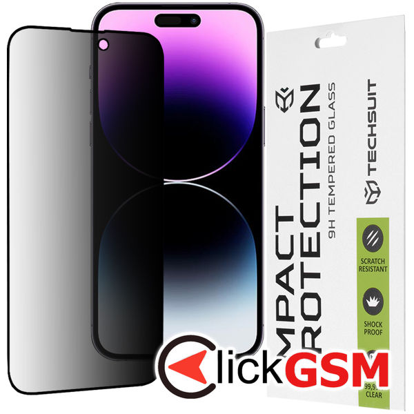 Techsuit - 111D Privacy Full?Glue - iPhone 14 Pro Max - Black