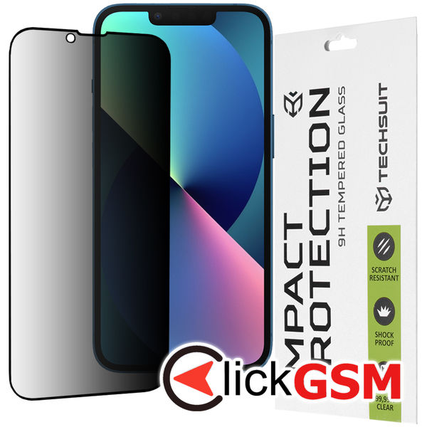 Techsuit - 111D Privacy Full?Glue - iPhone 13 / 13 Pro / 14 - Black