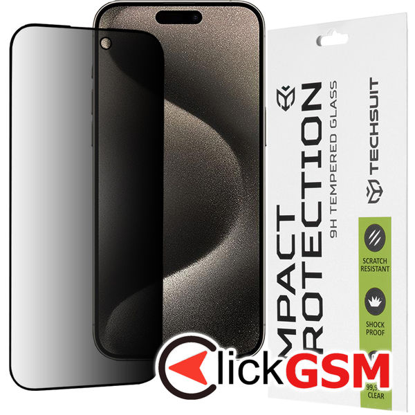 Techsuit - 111D Privacy Full?Glue - iPhone 15 Pro Max - Black
