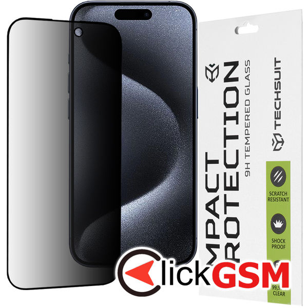 Techsuit - 111D Privacy Full?Glue - iPhone 15 Pro - Black