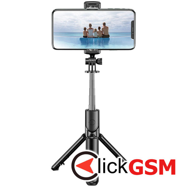 Techsuit - Selfie Stick (S03) - Stable and Compact Tripod Mount with Bluetooth Remote Control, 68cm - Black