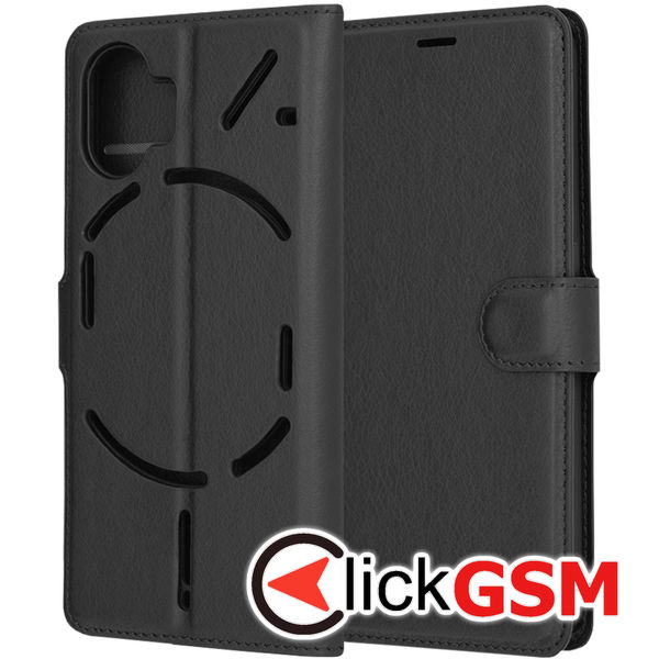 Techsuit - Leather Folio - Nothing Phone (2) - Black