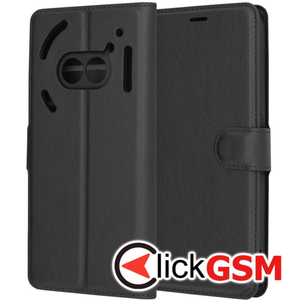 Techsuit - Leather Folio - Nothing Phone (2a) - Black