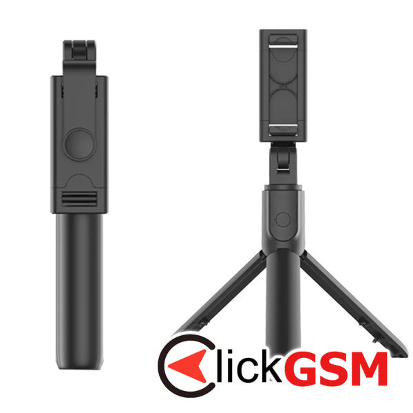 Techsuit - Selfie Stick (S05) - Stable and Compact Tripod Mount with Bluetooth Remote Control, 100cm - Black