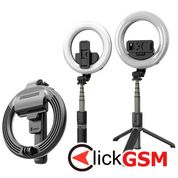 Techsuit - Selfie Stick (L07) - Stable Tripod with Bluetooth Remote Control and Beauty Ring Light, 90cm - Black