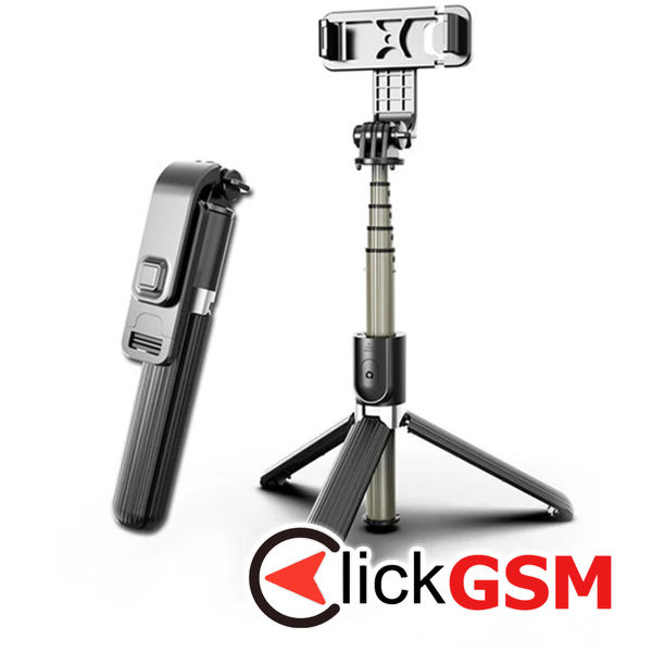 Techsuit - Selfie Stick (L03) - Stable Tripod with Bluetooth Remote Control, Aluminium Alloy, 83cm - Black