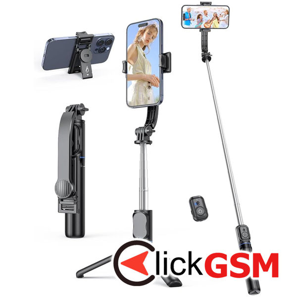 Techsuit - Selfie Stick (C01) - with Foldable Stable Tripod and Bluetooth Remote Control, 106cm - Black