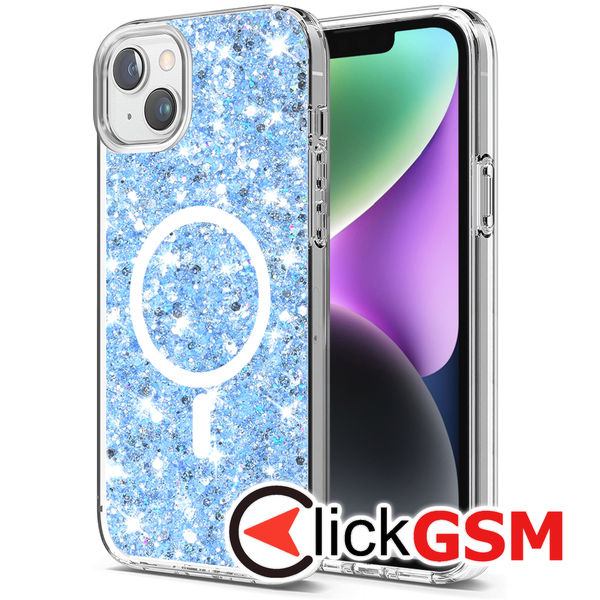 Techsuit - Sparkly Glitter MagSafe - iPhone 14 Plus / 15 Plus - Blue