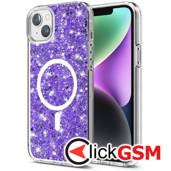 Techsuit - Sparkly Glitter MagSafe - iPhone 14 Plus / 15 Plus - Purple