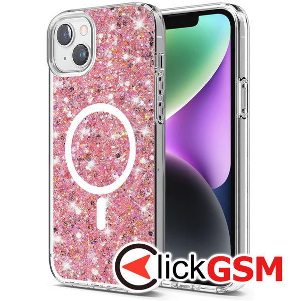 Techsuit - Sparkly Glitter MagSafe - iPhone 14 Plus / 15 Plus - Magenta