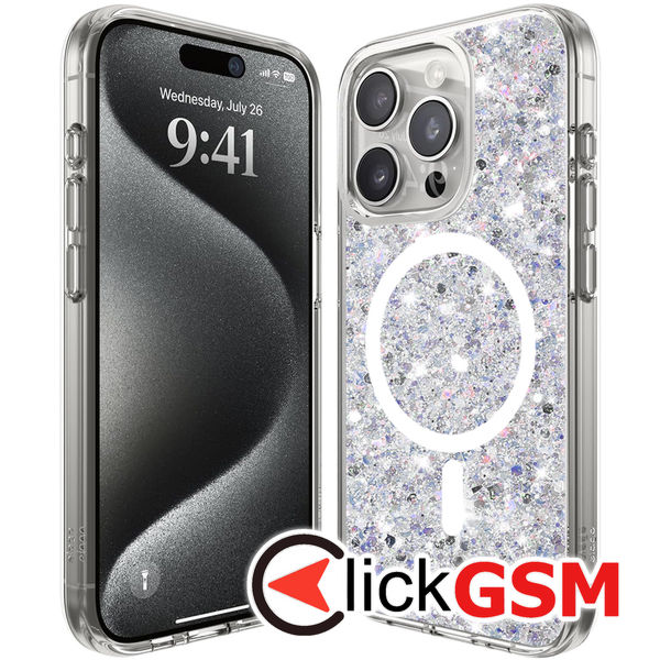 Techsuit - Sparkly Glitter MagSafe - iPhone 15 Pro - White