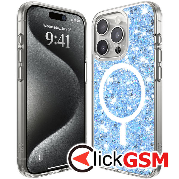 Techsuit - Sparkly Glitter MagSafe - iPhone 15 Pro - Blue