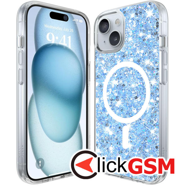 Techsuit - Sparkly Glitter MagSafe - iPhone 15 Plus - Blue