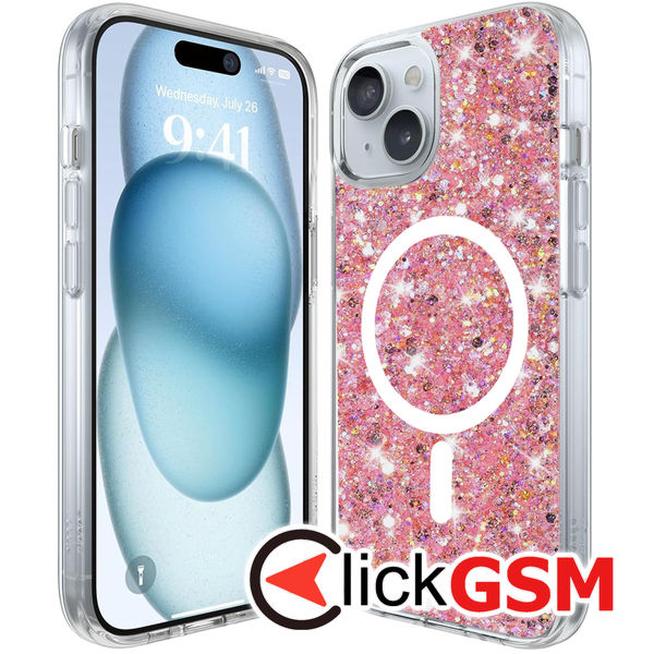 Techsuit - Sparkly Glitter MagSafe - iPhone 15 Plus - Magenta