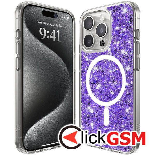 Techsuit - Sparkly Glitter MagSafe - iPhone 15 Pro Max - Purple