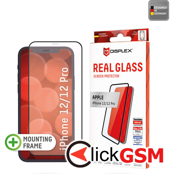 Displex - Premium Real Glass Full Cover - iPhone 12 / 12 Pro Max - Black