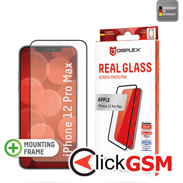 Displex - Premium Real Glass Full Cover - iPhone 12 Pro Max - Black