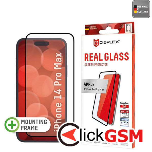 Displex - Premium Real Glass Full Cover - iPhone 14 Pro Max - Black