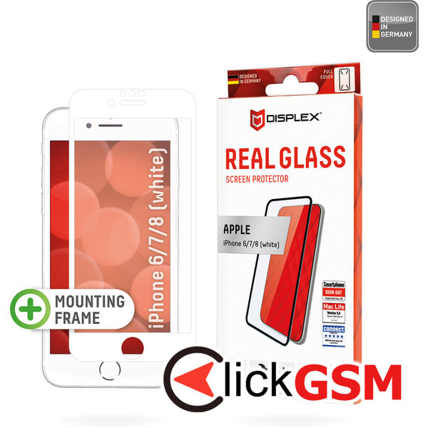 Displex - Premium Real Glass Full Cover - iPhone 6 / 6S / 7 / 8 / SE 2, SE 2020 / SE 3, SE 2022 - White