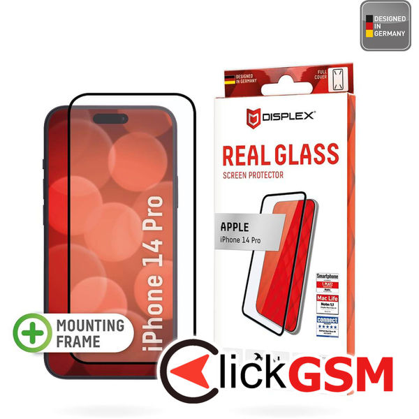 Displex - Premium Real Glass Full Cover - iPhone 14 Pro - Black
