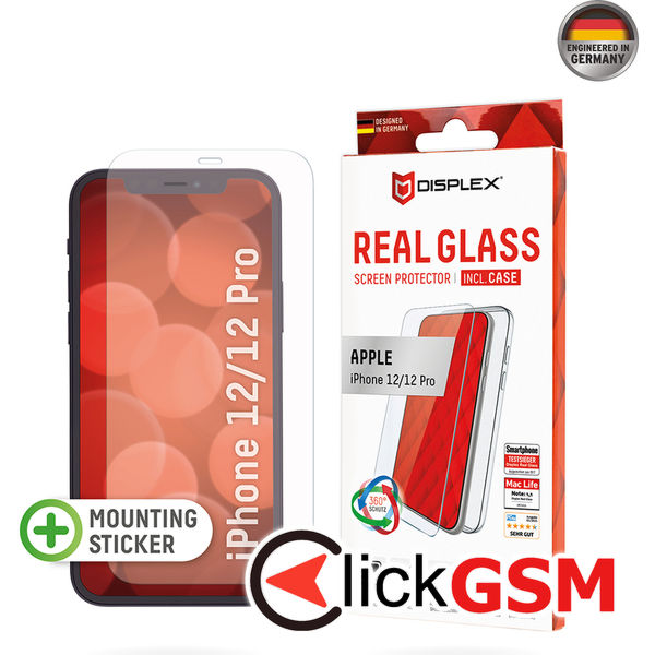 Displex - Premium [Pack] Real Glass + Case - iPhone 12 / 12 Pro - Clear