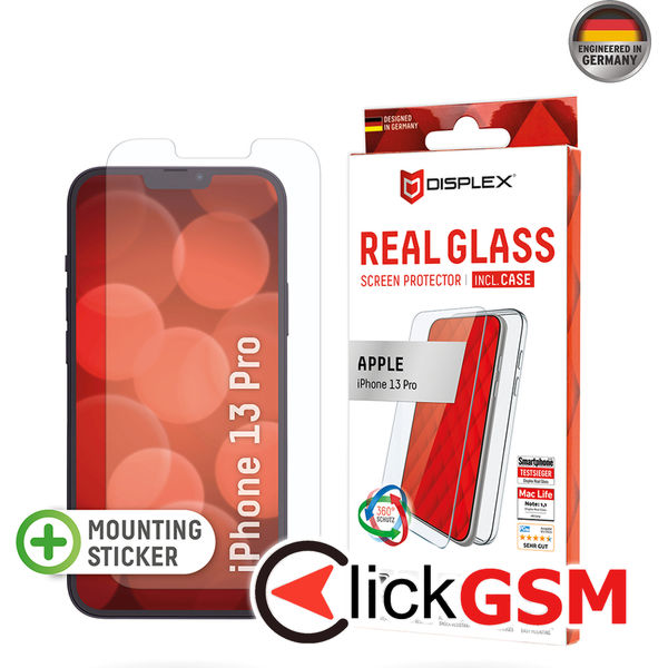 Displex - Premium [Pack] Real Glass + Case - iPhone 13 Pro - Clear