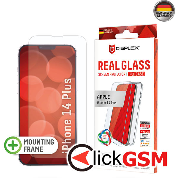 Displex - Premium [Pack] Real Glass + Case - iPhone 14 Plus - Clear