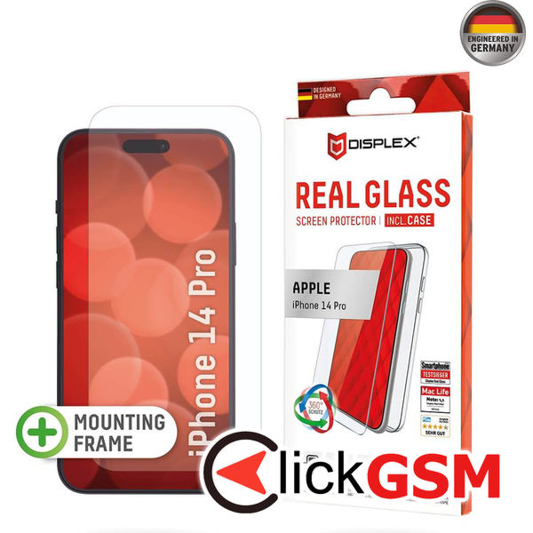 Displex - Premium [Pack] Real Glass + Case - iPhone 14 Pro - Clear