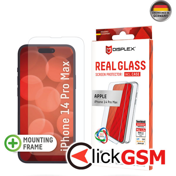 Displex - Premium [Pack] Real Glass + Case - iPhone 14 Pro Max - Clear
