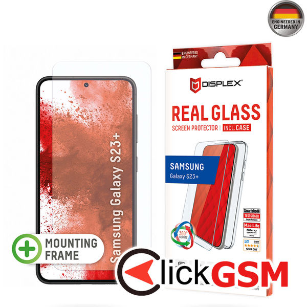 Displex - Premium [Pack] Real Glass + Case - Samsung Galaxy S23 Plus - Clear
