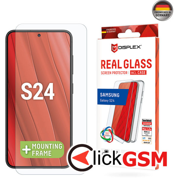 Displex - Premium [Pack] Real Glass + Case - Samsung Galaxy S24 - Clear