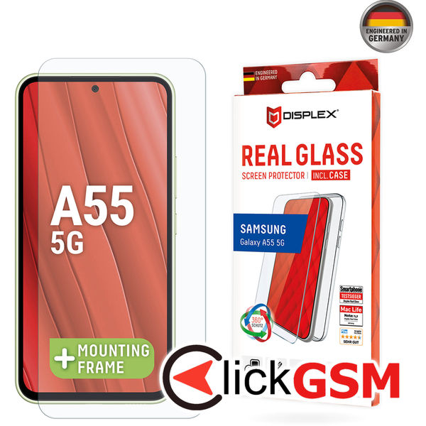Displex - Premium [Pack] Real Glass + Case - Samsung Galaxy A55 5G - Clear