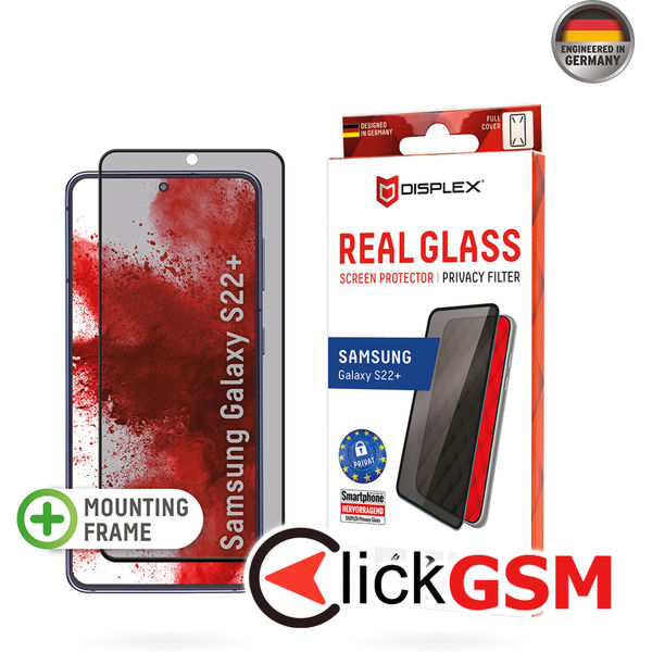 Displex - Premium Real Glass Privacy Full Cover - Samsung Galaxy S22 Plus 5G - Black