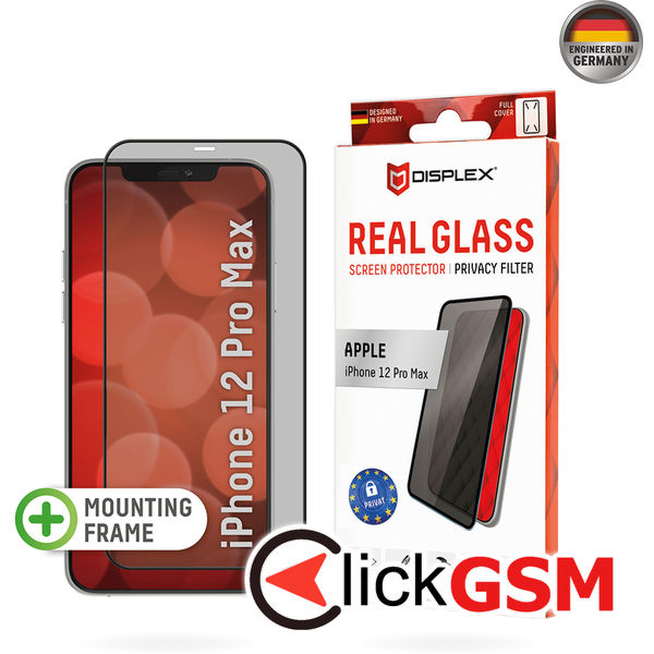 Displex - Premium Real Glass Privacy Full Cover - iPhone 12 Pro Max - Black