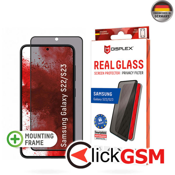Displex - Premium Real Glass Privacy Full Cover - Samsung Galaxy S22 5G / S23 - Black