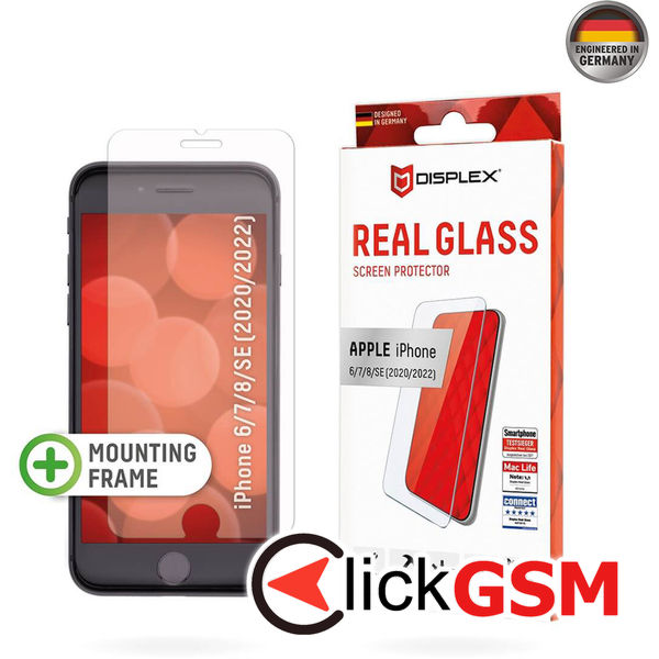 Displex - Premium Real Glass 2D - iPhone 6 / 6S / 7 / 8 / SE 2, SE 2020 / SE 3, SE 2022 - Clear